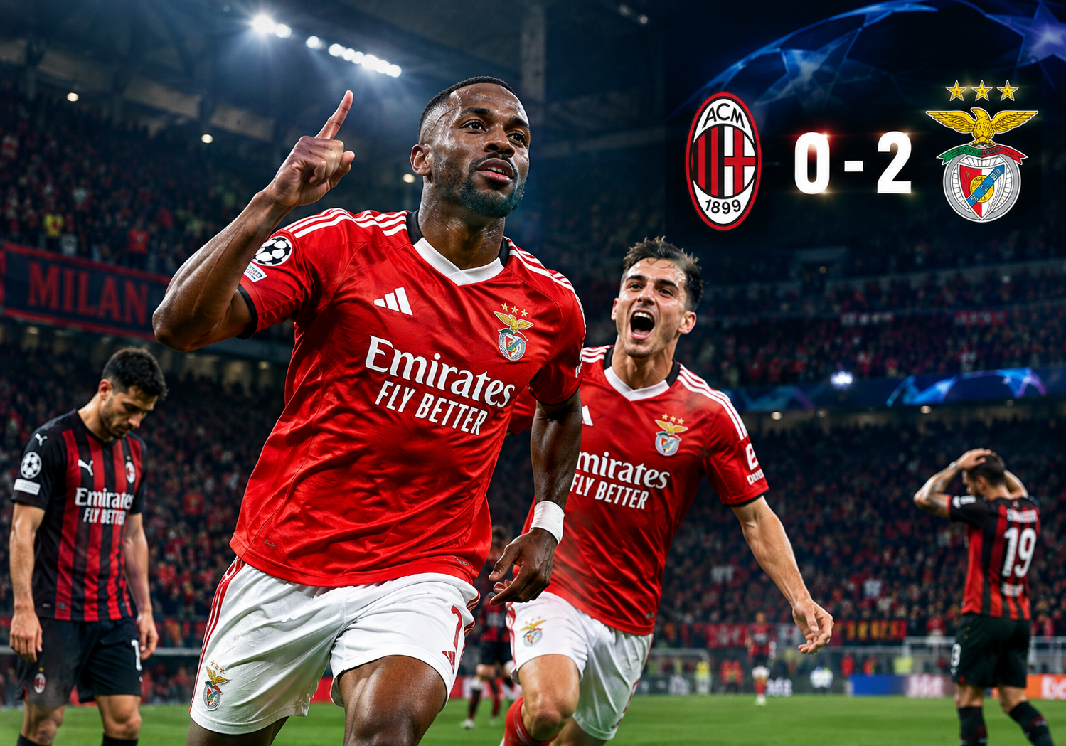 Benfica vence em casa do Milan
